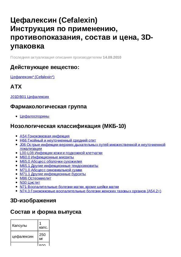 Цефалексин для кошек - инструкция по применению препарата