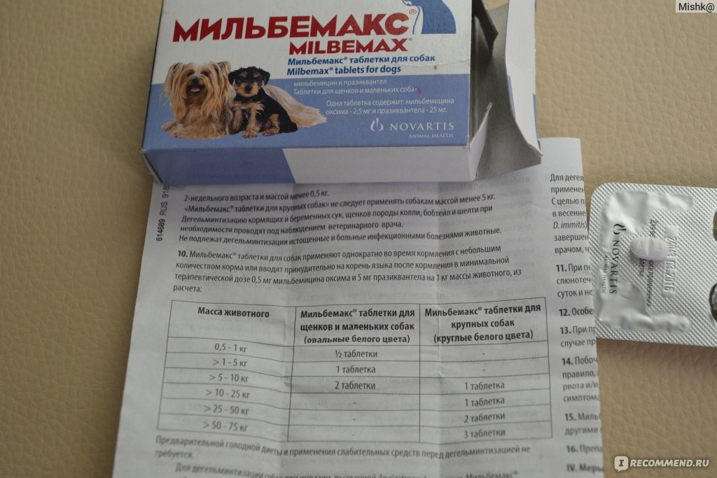 Мильбемакс для собак: инструкция по применению