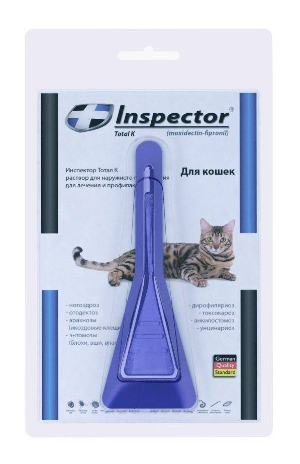 Капли для кошек "Инспектор Тотал К" от блох, клещей и глистов, инструкция по применению