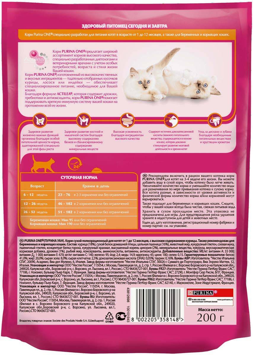Корм для кошек "Purina one": состав сухого и влажного продукта и его виды