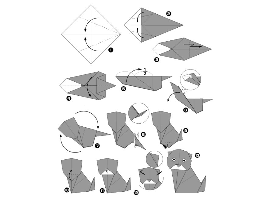 Оригами кот схема простая