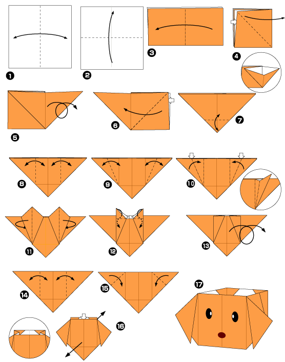 Оригами собака — инструкция как сделать и схемы сборки для детей и взрослых