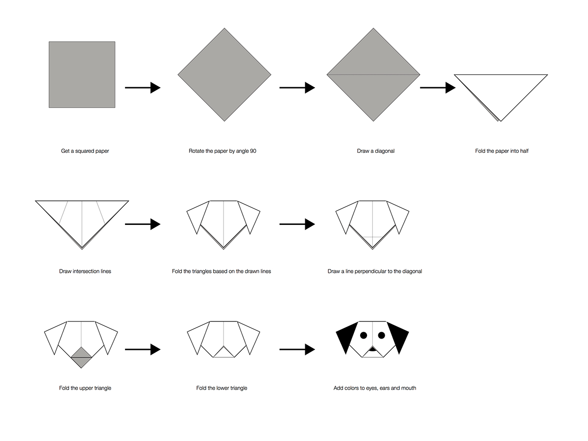 Оригами собака — инструкция как сделать и схемы сборки для детей и взрослых. оригами собака — инструкция как сделать и схемы сборки для детей и взрослых