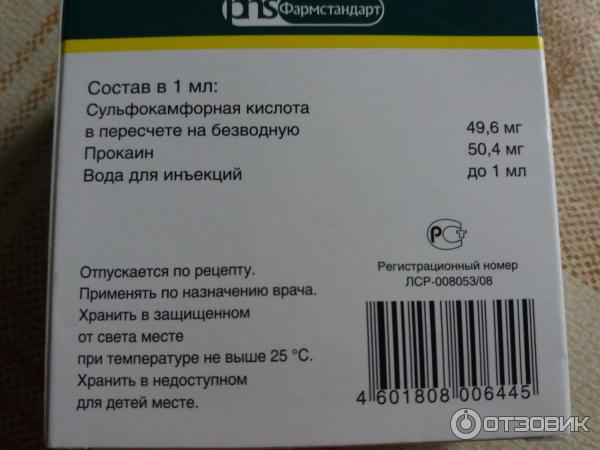 Сульфокамфокаин уколы внутримышечно инструкция