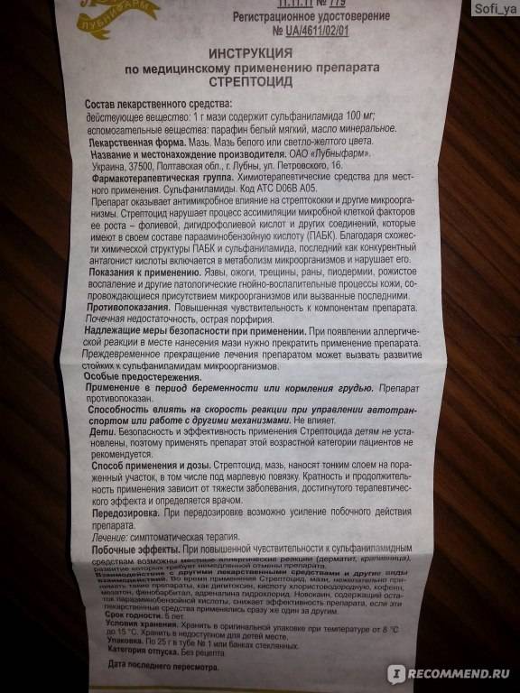 Мазь, таблетки и порошок стрептоцид: инструкция по применению, цена, отзывы - medside.ru